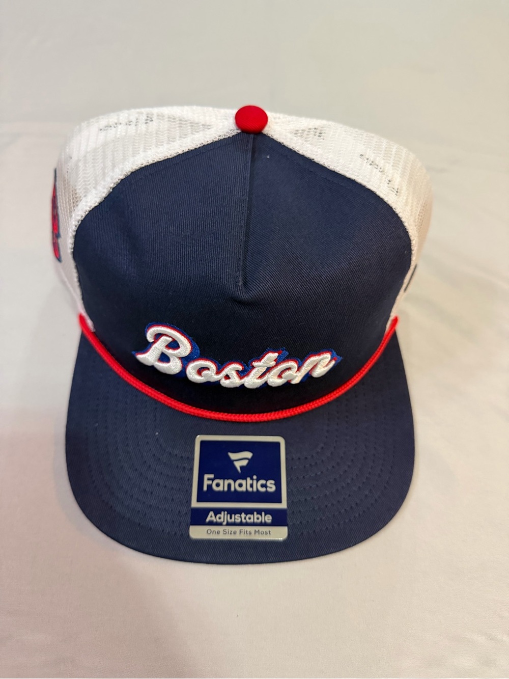 Fanatics Navy, White & Red Boston Rope Trucker Hat
